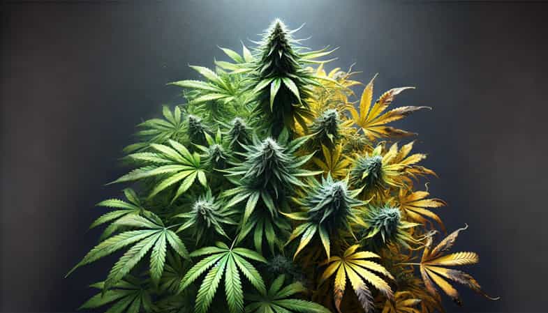 planta de cannabis sana y medio enferma | just bob 